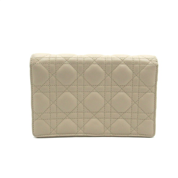 Dior Shoulder Wallet Leather Beige Bag Chain - Picture 1 of 10